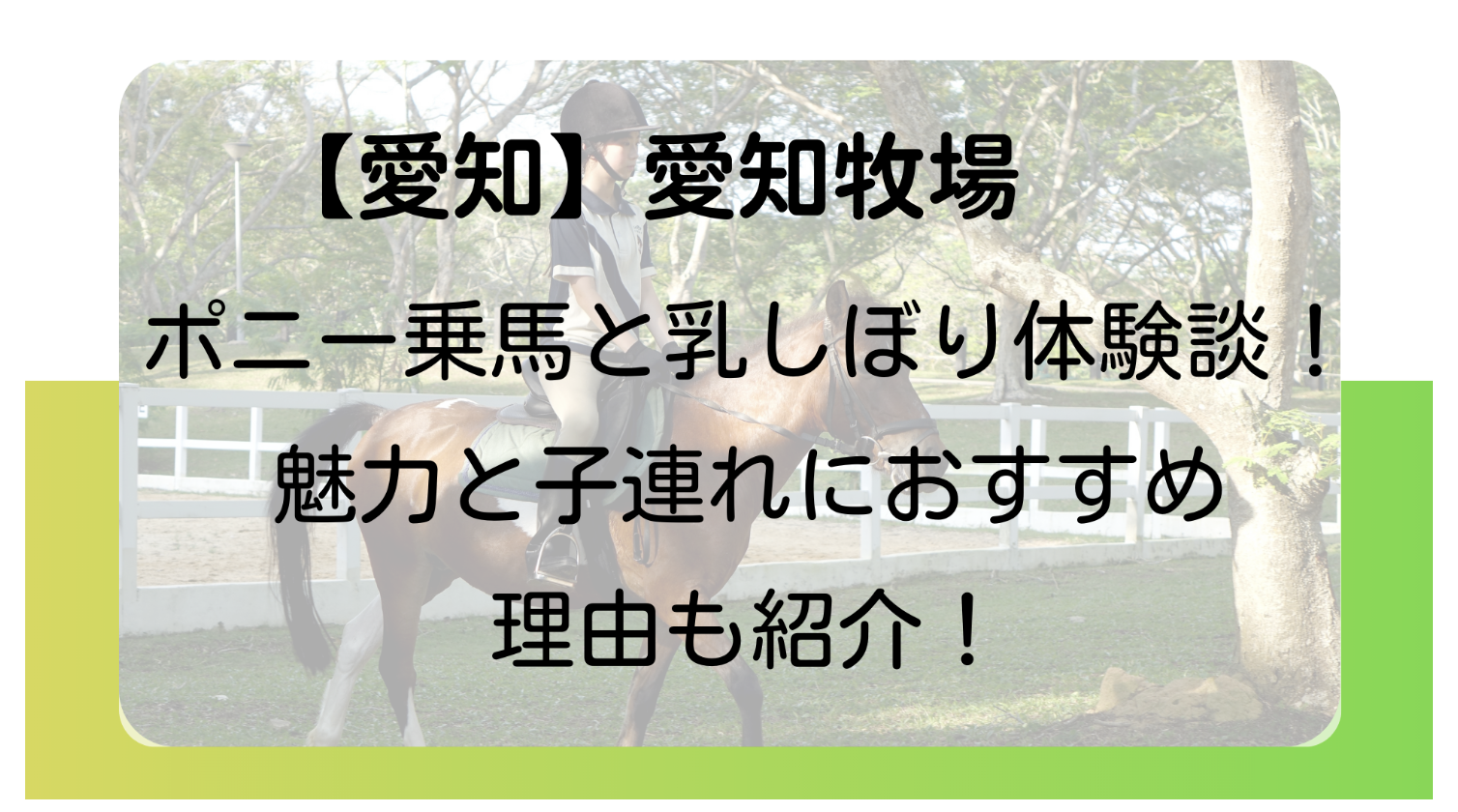 愛知牧場のポニー乗馬と乳しぼり体験談！魅力と子連れにおすすめ理由も紹介！のイメージ画像